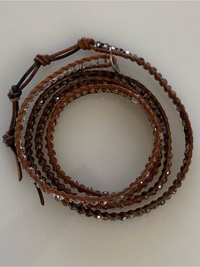 Chan Luu 5 Wrap Leather & Crystal Bracelet
